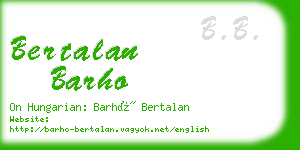 bertalan barho business card